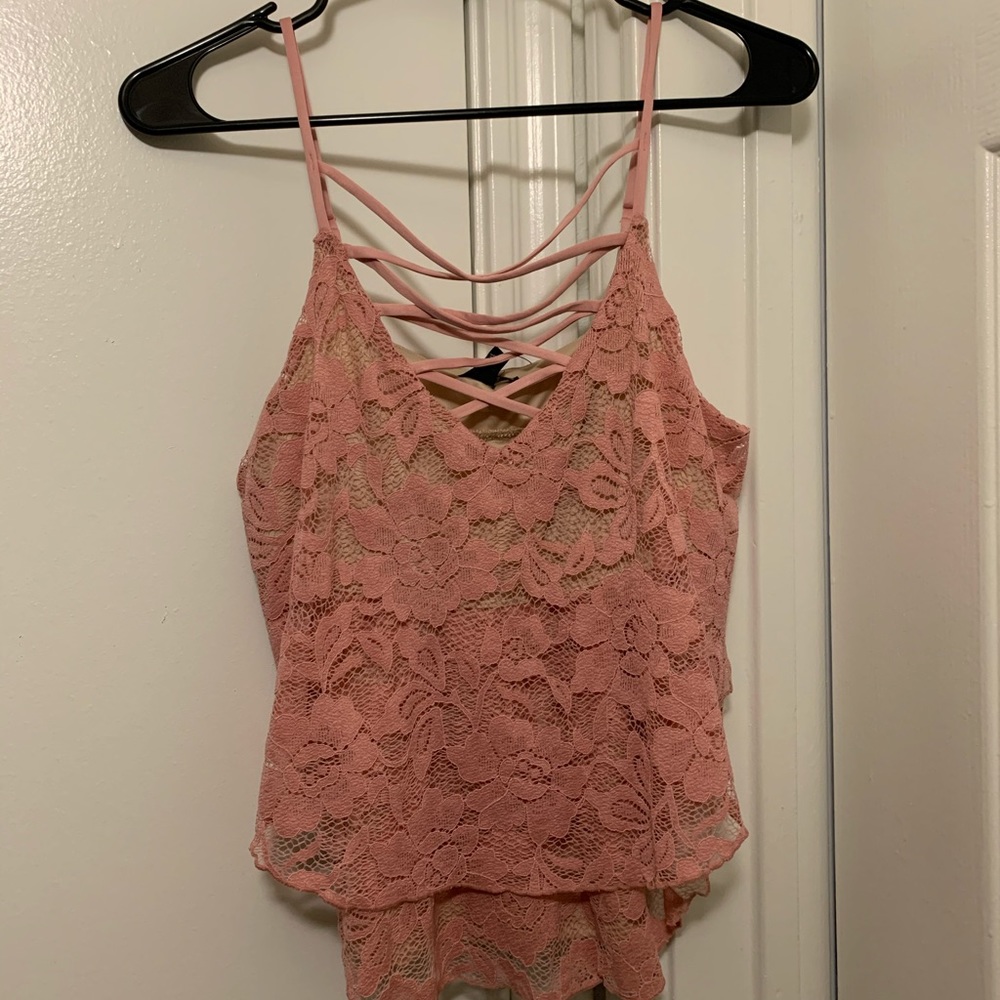 Express Pink Lacy Top